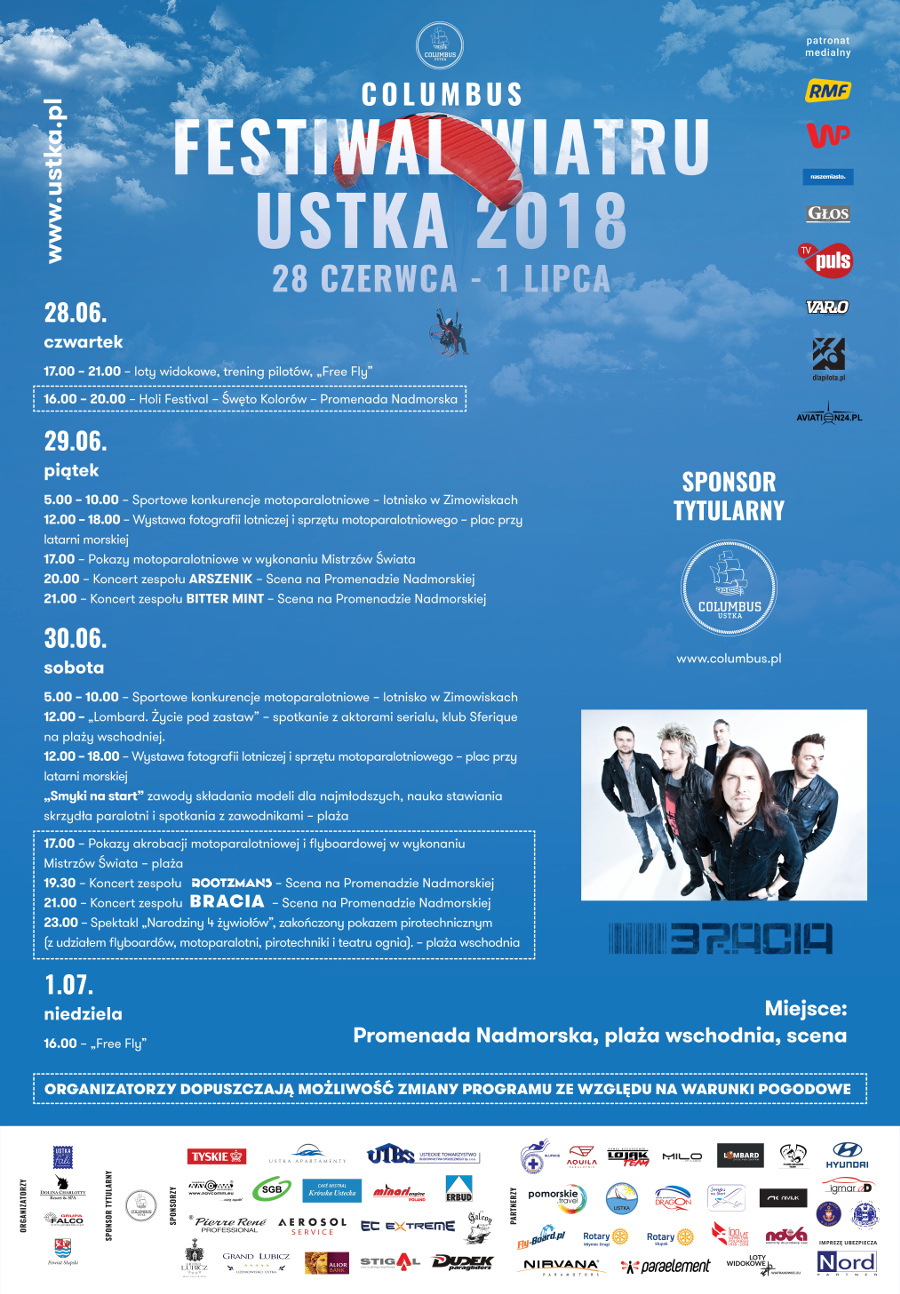 Afiszi program festiwal wiatru w Ustce