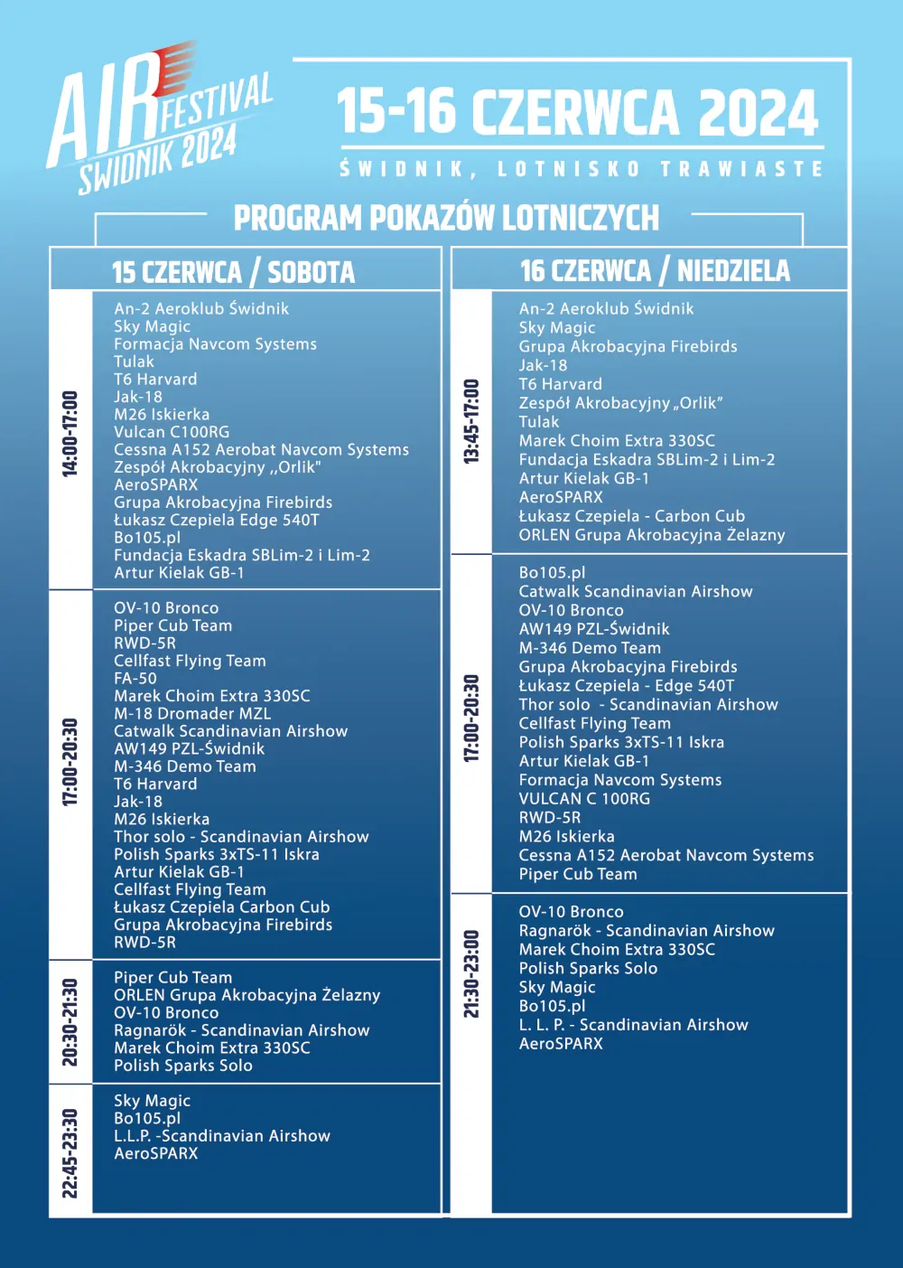 Program ramowy Świdnik Air Festival