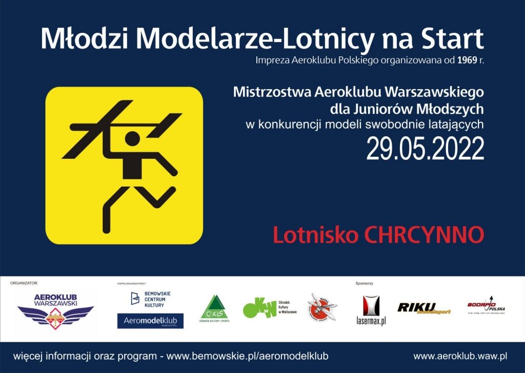 Młodzi Modelarze Lotnicy na Start. 29 maja w Chrcynnie zawody modelarskie. - Grafika: Organizatorzy Zawodów