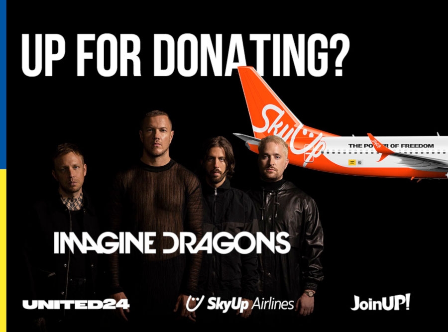 Zespół Imagine Dragons z linią SkyUp wspierają Ukrainę - Grafika: SkyUP