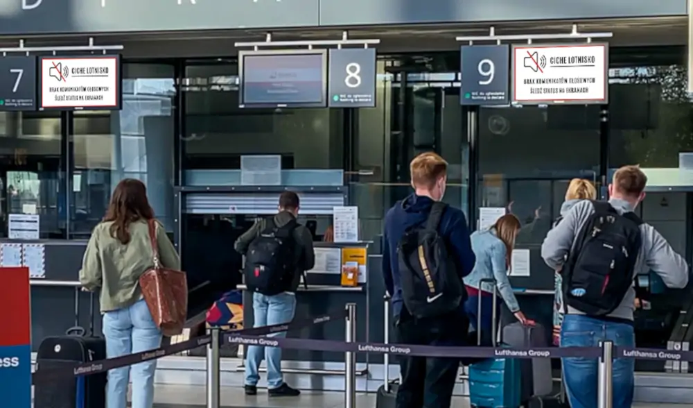 Terminal lotniska w Gdańsku ograniczy komunikaty głosowe